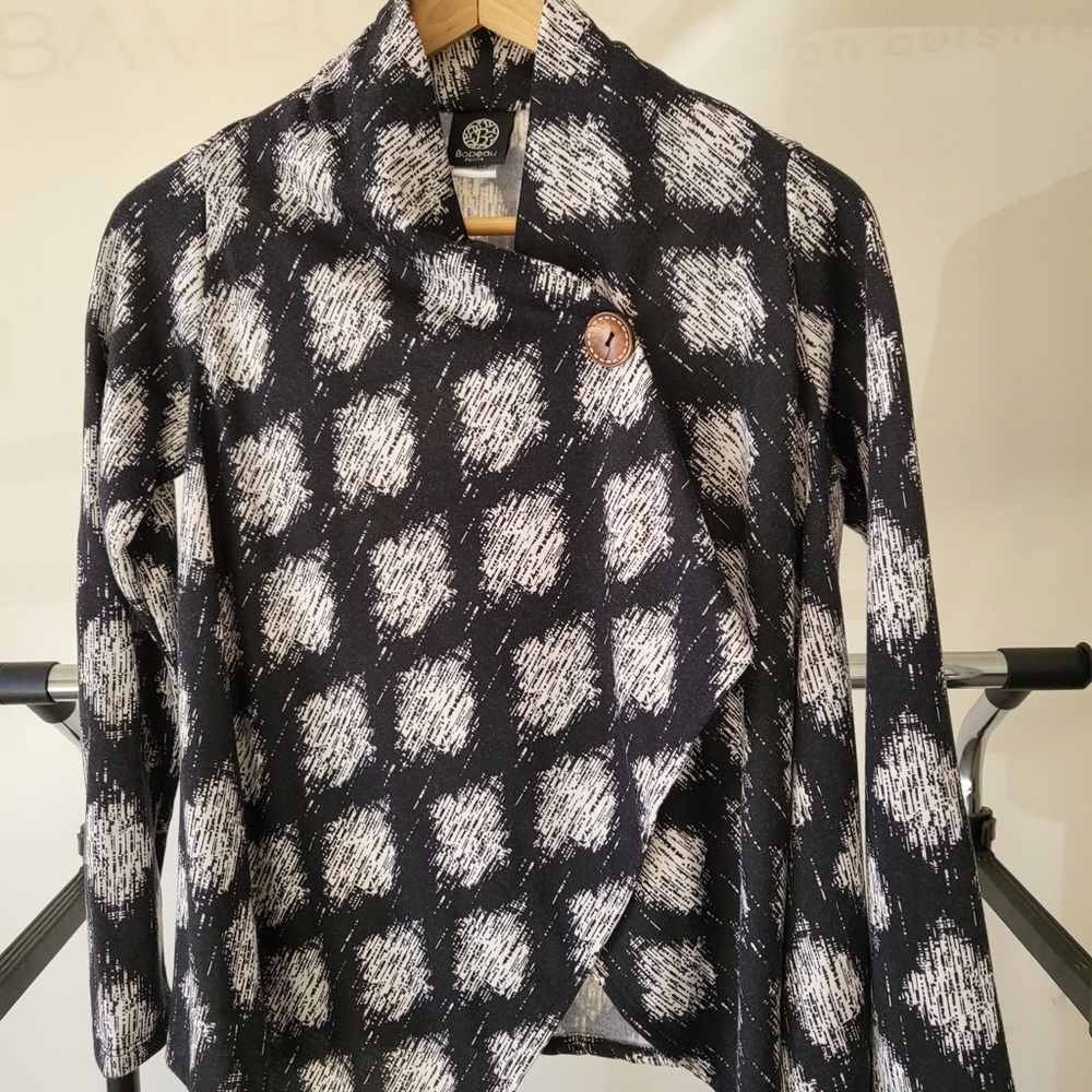 Black with Grey Wrap Top XS Petite